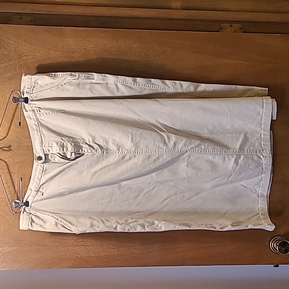 Khaki denim skirt